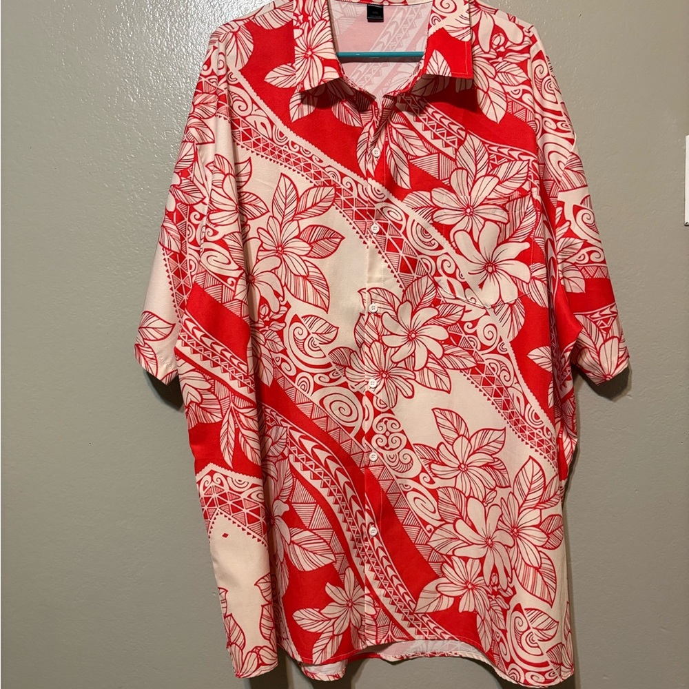 Men’s Floral‎ Hawaiian Button-Up Shirt Size 4XL